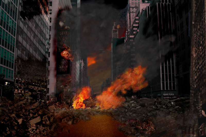 Illustration for article titled Astounding Concept Art of Cities Being Demolished